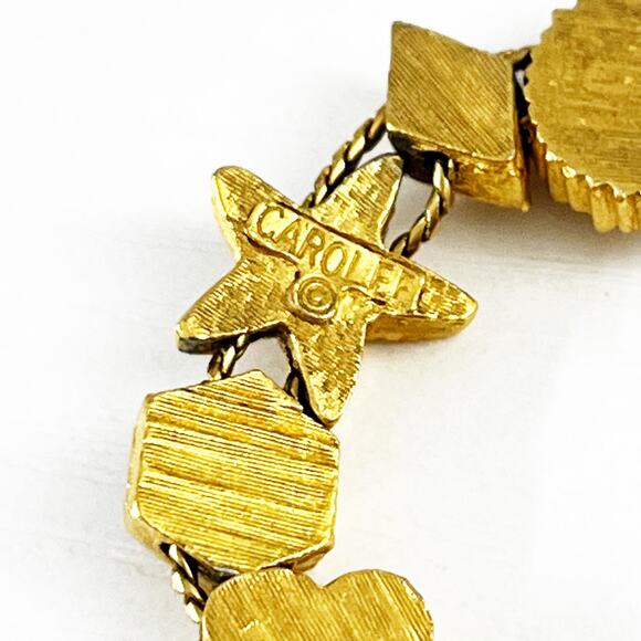 Carolee Vintage Pearl & Brushed Gold Slide Charm Bracelet - Picture 7 of 7